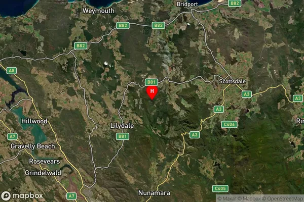 Golconda,Tasmania Satellite Map