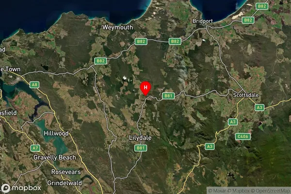 Lebrina,Tasmania Satellite Map