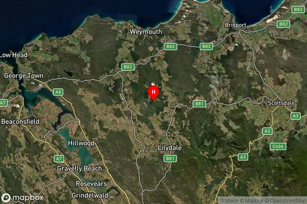 Retreat,Tasmania Satellite Map