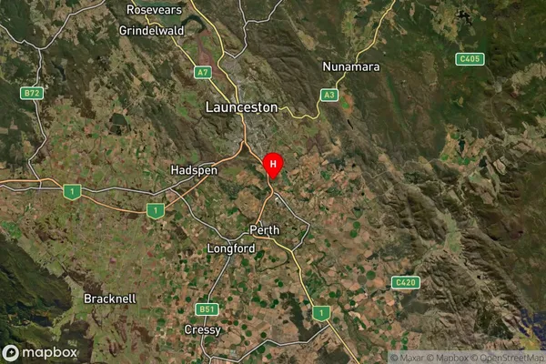 Breadalbane,Tasmania Satellite Map