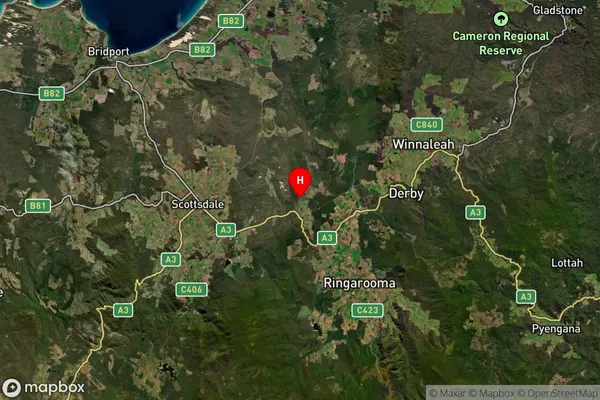 Kamona,Tasmania Satellite Map