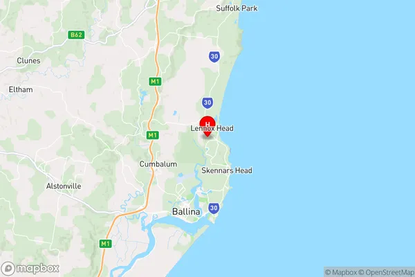 Lennox Head,New South Wales Area Map