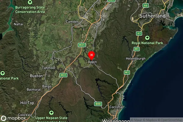 Appin,New South Wales Satellite Map