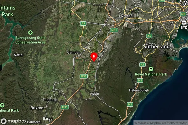 Glen Alpine,New South Wales Satellite Map