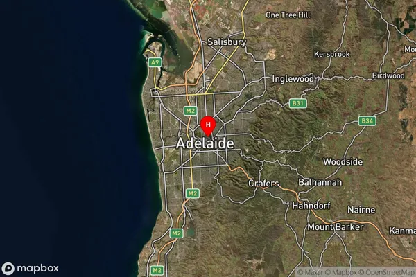 Adelaide University,South Australia Satellite Map