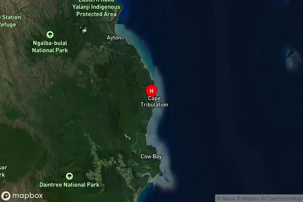 Cape Tribulation,Queensland Satellite Map