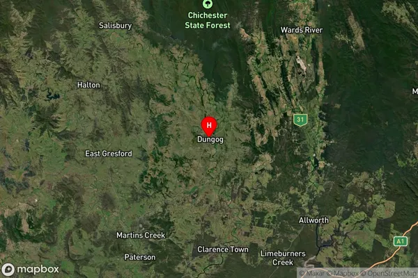 Dungog,New South Wales Satellite Map