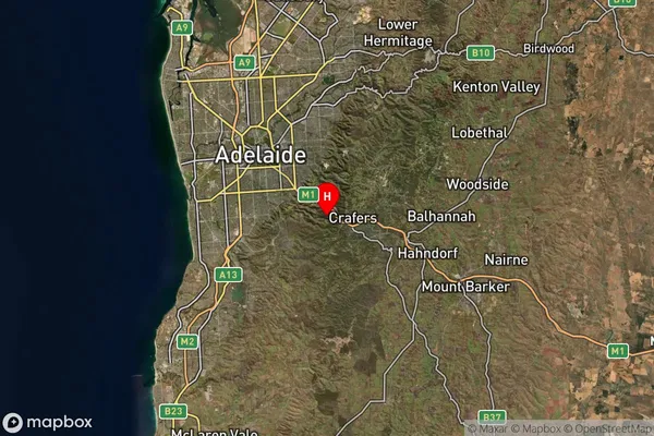 Crafers West,South Australia Satellite Map