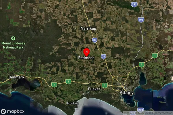 Redmond,Western Australia Satellite Map