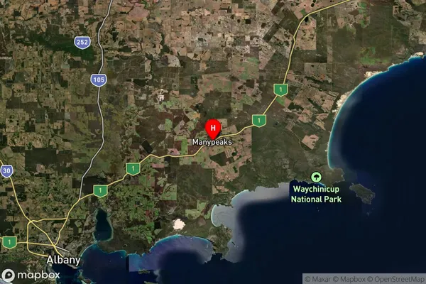 Manypeaks,Western Australia Satellite Map