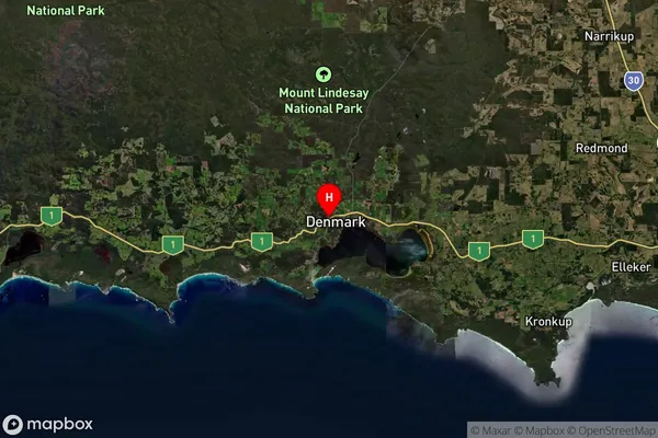 Denmark,Western Australia Satellite Map