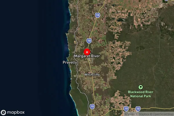 Margaret River,Western Australia Satellite Map