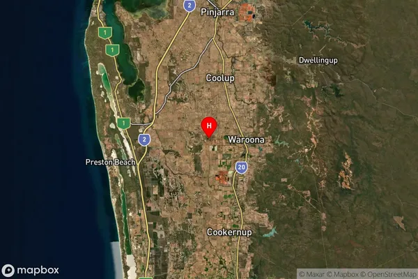 Waroona,Western Australia Satellite Map