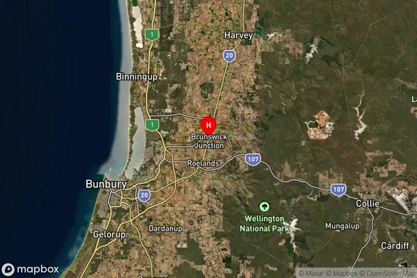 Brunswick,Western Australia Satellite Map