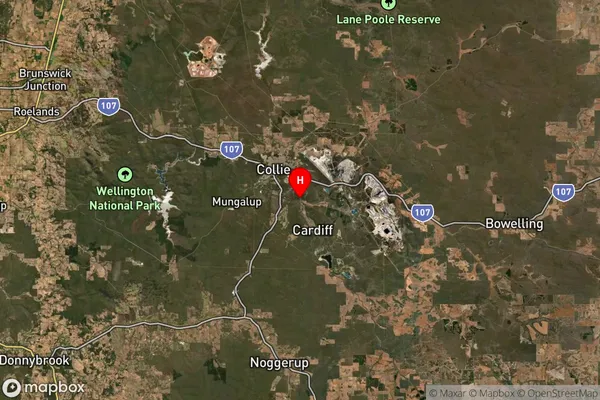 Collie Burn,Western Australia Satellite Map