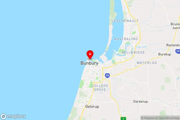 Bunbury,Western Australia Area Map