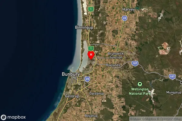 Australind,Western Australia Satellite Map