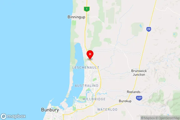 Leschenault,Western Australia Area Map