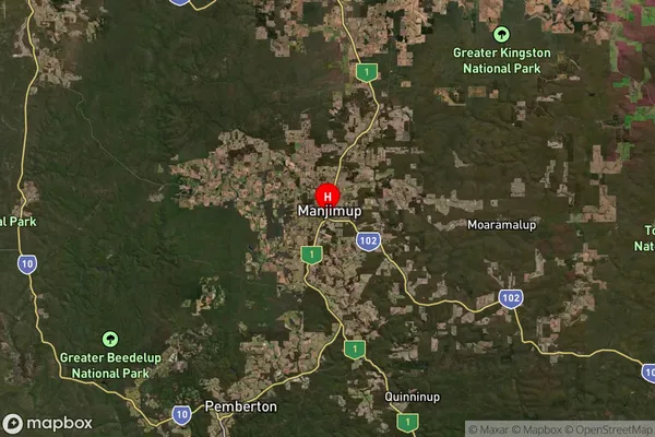 Manjimup,Western Australia Satellite Map