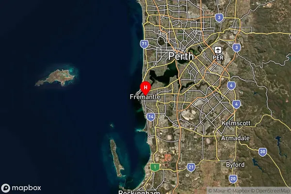 Fremantle,Western Australia Satellite Map