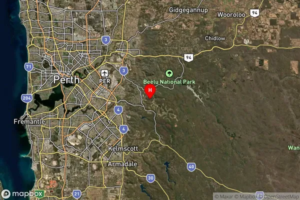 Bickley,Western Australia Satellite Map