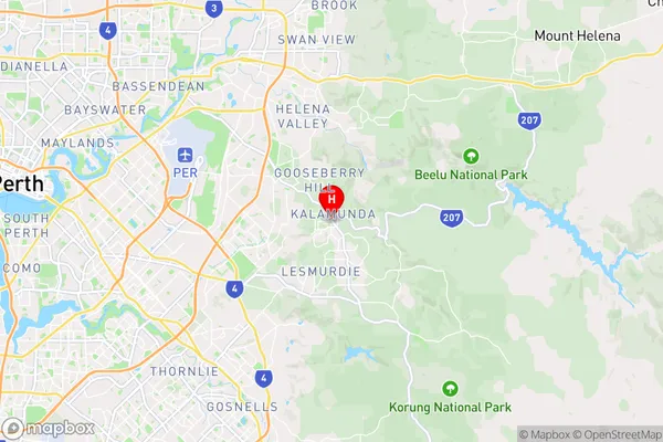 Kalamunda,Western Australia Area Map