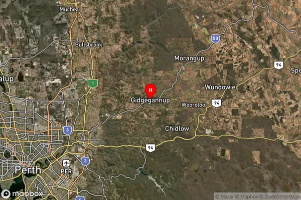 Gidgegannup,Western Australia Satellite Map