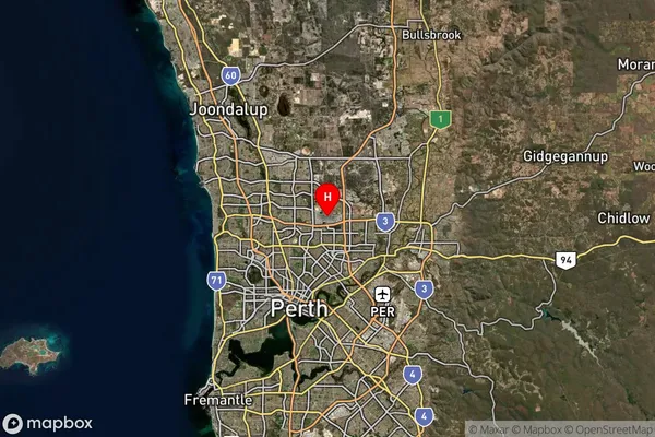 Malaga,Western Australia Satellite Map