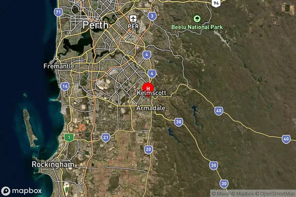 Kelmscott Dc,Western Australia Satellite Map