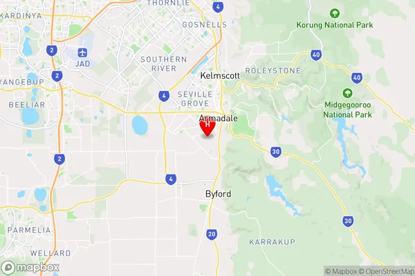 Brookdale,Western Australia Area Map