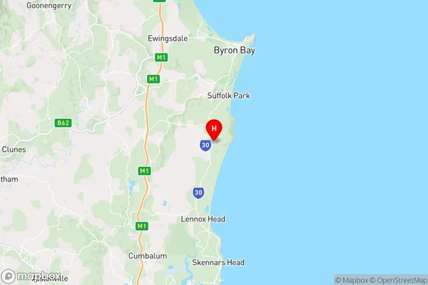 Broken Head,New South Wales Area Map