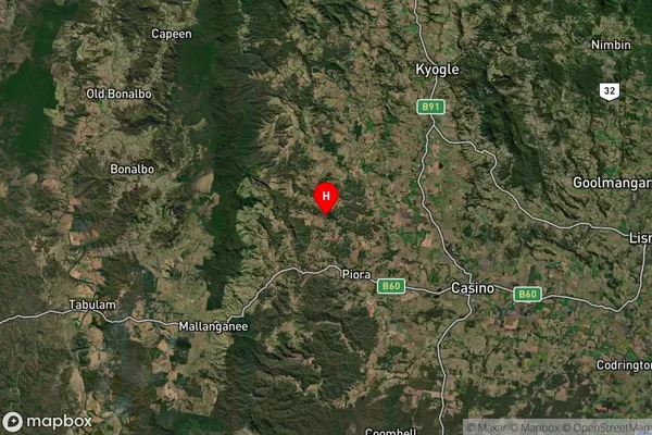 Dyraaba Creek,New South Wales Satellite Map