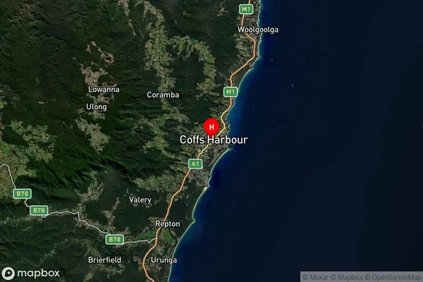 Coffs Harbour,New South Wales Satellite Map