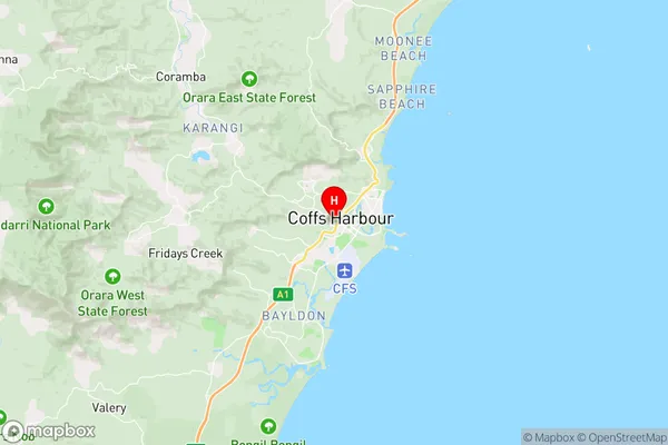 Coffs Harbour,New South Wales Area Map