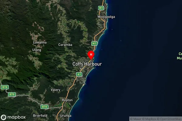 Coffs Harbour Plaza,New South Wales Satellite Map