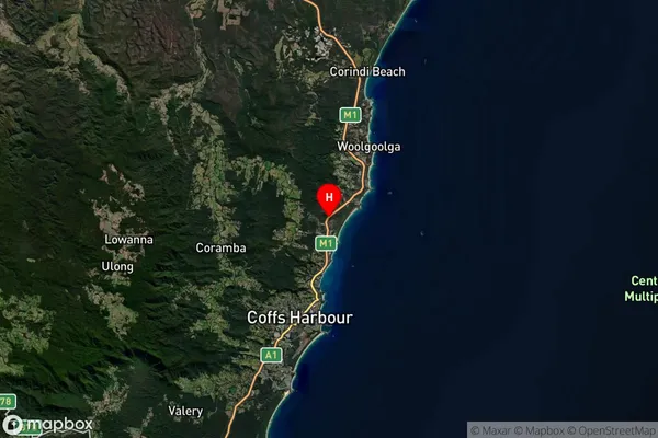 Moonee Beach,New South Wales Satellite Map