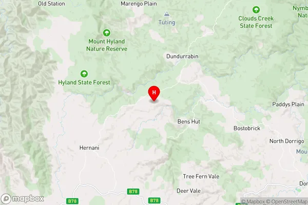 Tyringham,New South Wales Area Map