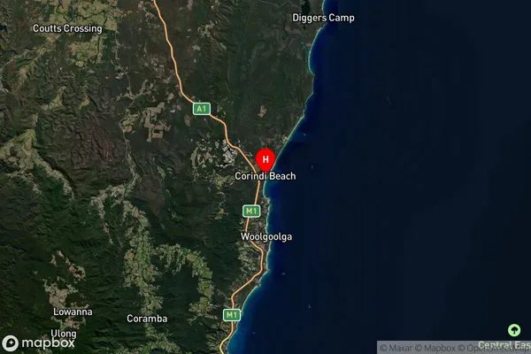 Corindi Beach,New South Wales Satellite Map