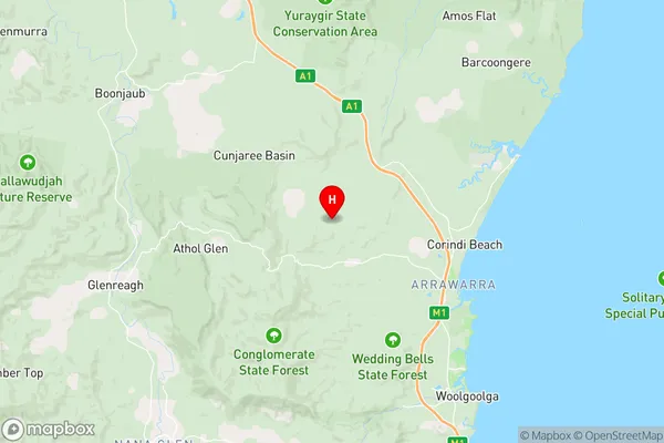 Upper Corindi,New South Wales Area Map