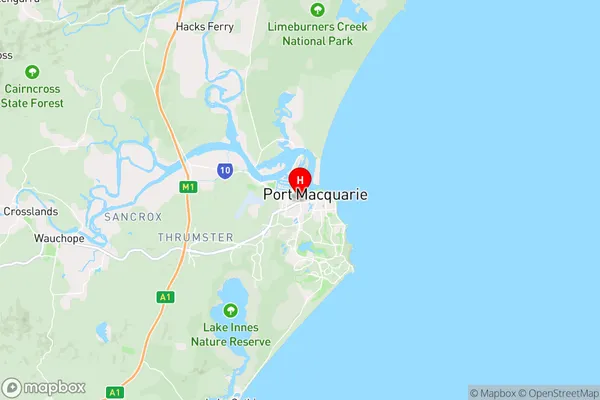 Port Macquarie,New South Wales Area Map