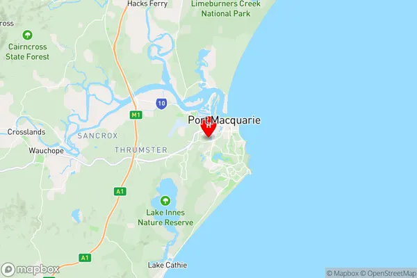 Port Macquarie Bc,New South Wales Area Map