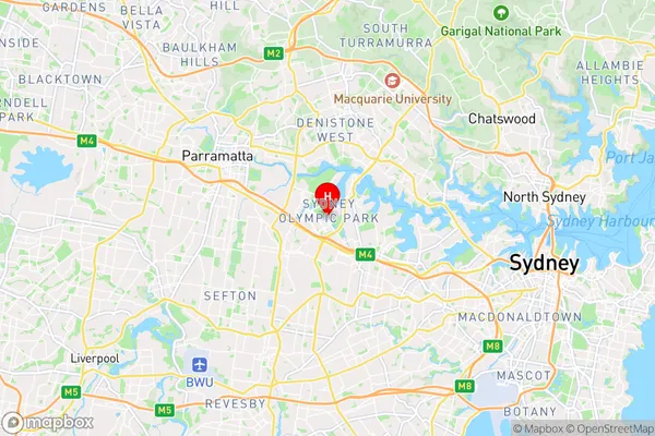 Sydney Olympic Park,New South Wales Area Map