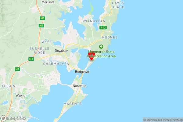 Budgewoi Peninsula,New South Wales Area Map