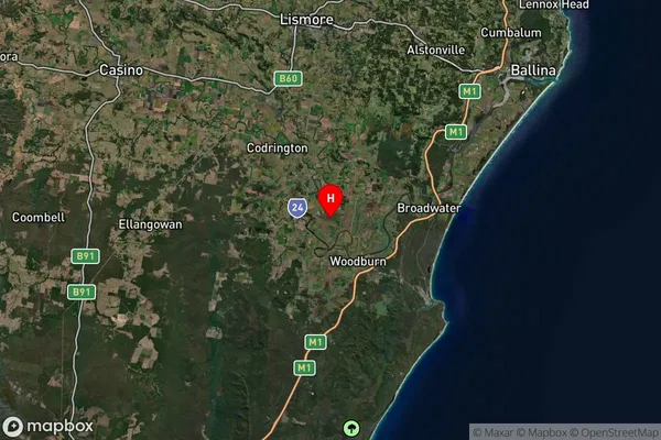 East Coraki,New South Wales Satellite Map