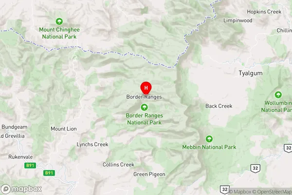 Border Ranges,New South Wales Area Map