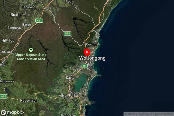 West Wollongong,New South Wales Satellite Map