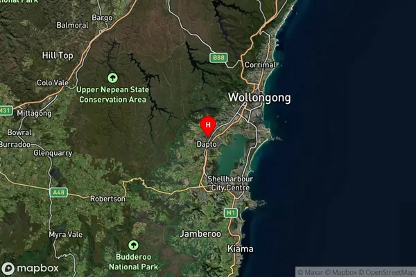 Dapto,New South Wales Satellite Map