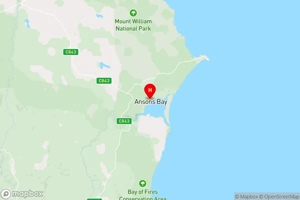 Ansons Bay,Tasmania Area Map