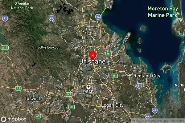 Brisbane City,Queensland Satellite Map