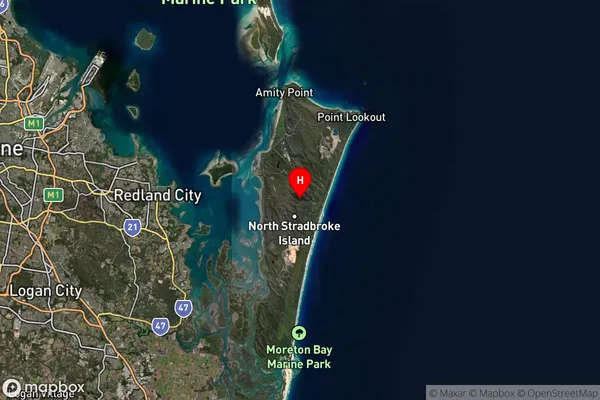 North Stradbroke Island,Queensland Satellite Map